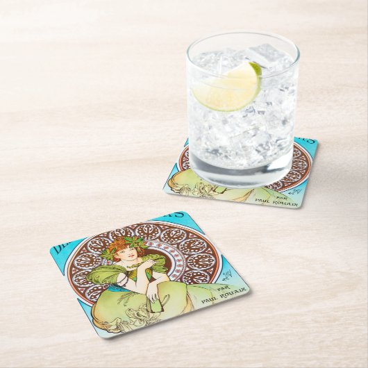 Alphonse Mucha Rechteckiger Pappuntersetzer (Vor Ort)