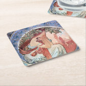 Alphonse Mucha Rechteckiger Pappuntersetzer (angewinkelt)