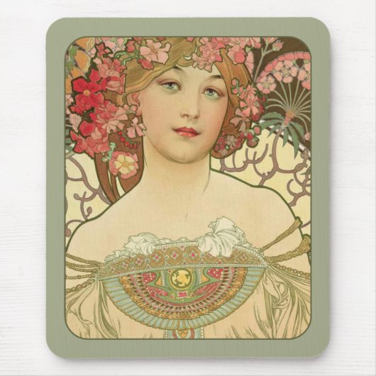Alphonse Mucha Rêverie Daydream CC0155 Art Nouveau Mousepad (Vorne)