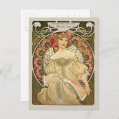 Alphonse Mucha Rêverie Daydream CC0877 Art Nouveau Postkarte (Vorne/Hinten)