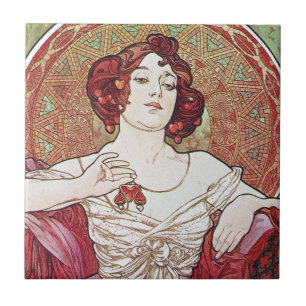 Alphonse Mucha Ruby Fliese