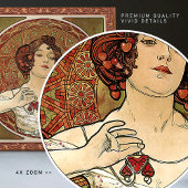 Alphonse Mucha "Ruby" Vintager Jugendstil Fliese