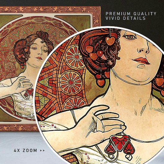Alphonse Mucha "Ruby" Vintager Jugendstil Fliese