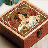 Alphonse Mucha "Ruby" Vintager Jugendstil Fliese
