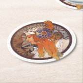 Alphonse Mucha Runder Pappuntersetzer (Angewinkelt)