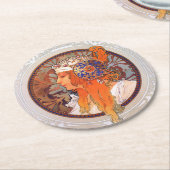 Alphonse Mucha Runder Pappuntersetzer (Angewinkelt)