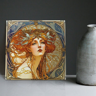 Alphonse Mucha Sarah Bernhardt Art Nouveau Ceramic Fliese