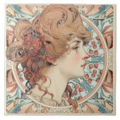 Alphonse Mucha Sarah Bernhardt Art Nouveau Keramik Fliese (Vorderseite)