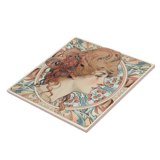 Alphonse Mucha Sarah Bernhardt Art Nouveau Keramik Fliese (Seite)