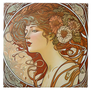 Alphonse Mucha Sarah Bernhardt Art Nouveau Keramik Fliese