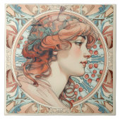 Alphonse Mucha Sarah Bernhardt Art Nouveau Keramik Fliese (Vorderseite)