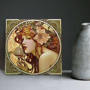 Alphonse Mucha Sarah Bernhardt Art Nouveau Keramik Fliese