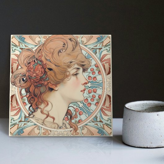 Alphonse Mucha Sarah Bernhardt Art Nouveau Keramik Fliese