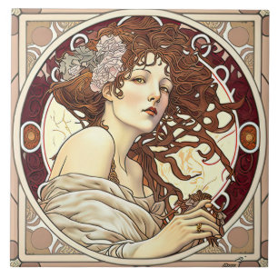 Alphonse Mucha Sarah Bernhardt Art Nouveau Keramik Fliese