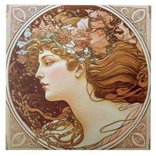 Alphonse Mucha Sarah Bernhardt Art Nouveau Keramik Fliese