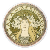Alphonse Mucha Sarah Bernhardt Art Nouveau Vintag Keramikknauf (Vorderseite)