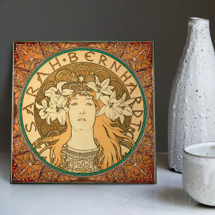 Alphonse Mucha Sarah Bernhardt Art Nouveau Vintage Fliese
