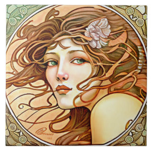 Alphonse Mucha Sarah Bernhardt Jugendstil Fliese