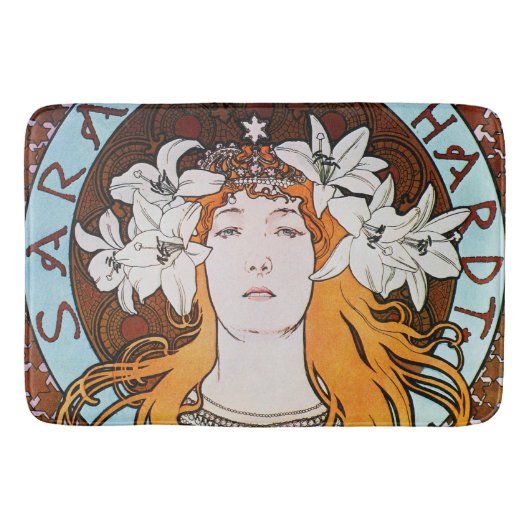 Alphonse Mucha Sarah Bernhardt Vintag Art Nouveau Badematte (Vorderseite)