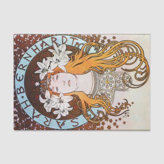 Alphonse Mucha Sarah Bernhardt Vintag Art Nouveau Seidenpapier (Vorderseite)