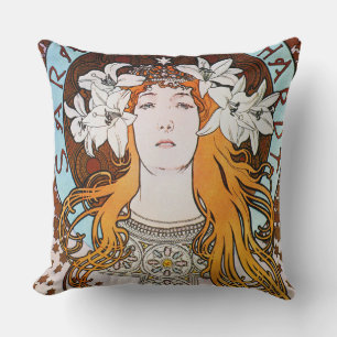 Alphonse Mucha Sarah Bernhardt Vintage Art Nouveau Kissen