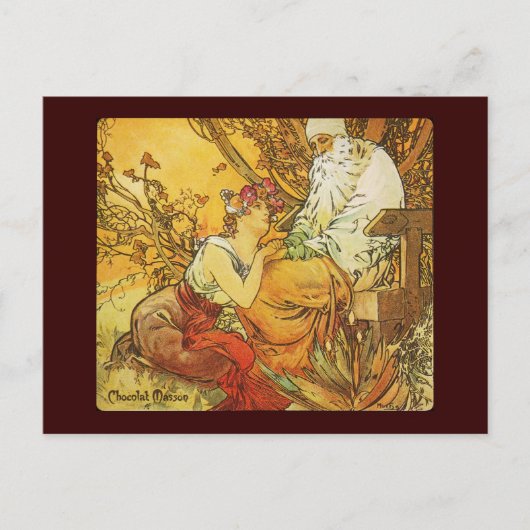 Alphonse-Mucha-Schokoladenmassage Postkarte (Vorderseite)