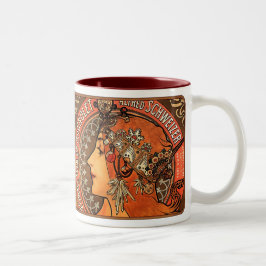 Alphonse Mucha Schöne Jugendstil Lady Tasse/Cup Zweifarbige Tasse