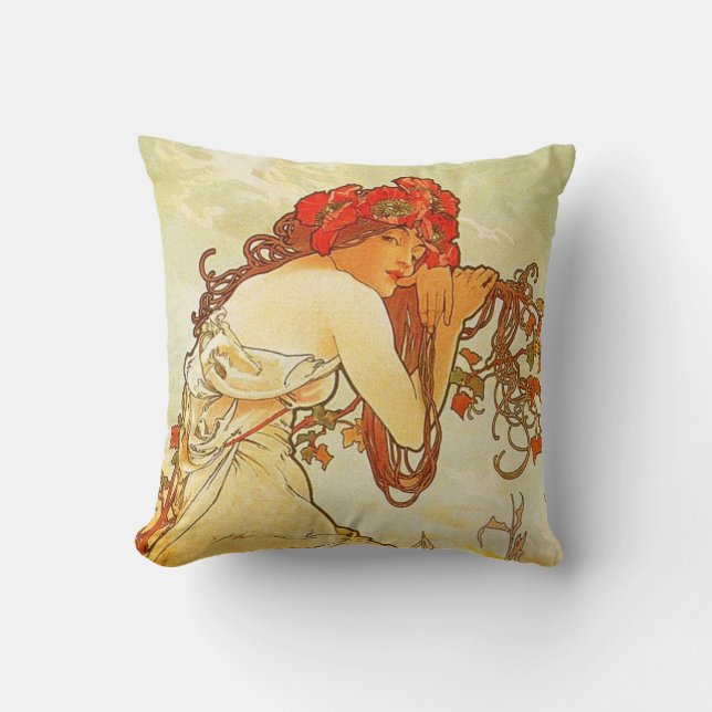 Alphonse Mucha Sommerpilz Kissen (Vorderseite)