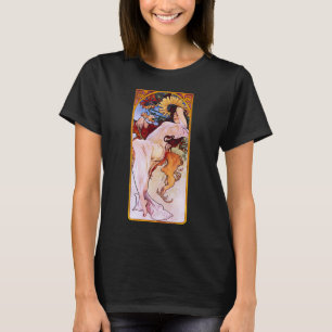 Alphonse Mucha Sommersaison, Vintag Jugendstil T-Shirt