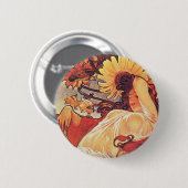 Alphonse Mucha Sonnenblume Button (Vorne & Hinten)