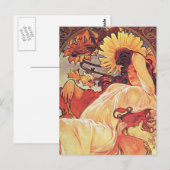 Alphonse Mucha Sonnenblume Postkarte (Vorne/Hinten)