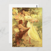 Alphonse Mucha Spirit of Spring Postcard Postkarte (Vorne/Hinten)