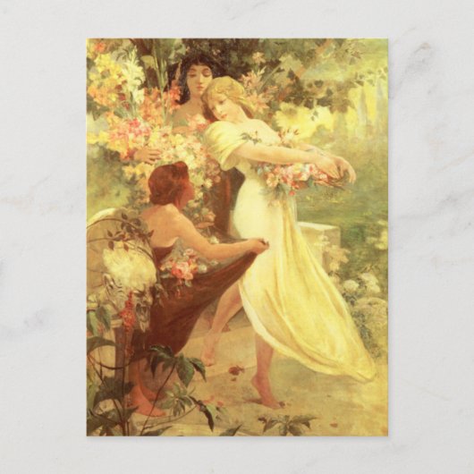 Alphonse Mucha Spirit of Spring Postcard Postkarte (Vorderseite)