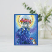 Alphonse Mucha spoof cute cat Moon postcard Postkarte (Stehend Vorderseite)