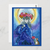 Alphonse Mucha spoof cute cat Moon postcard Postkarte (Vorne/Hinten)