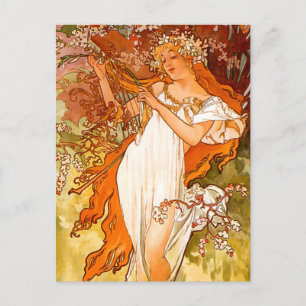 Alphonse Mucha Spring Feiertagspostkarte