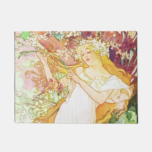 Alphonse Mucha Spring Floral Vintag Jugendstil Fußmatte (Vorderseite)