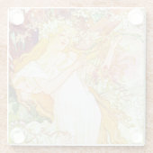 Alphonse Mucha Spring Floral Vintag Jugendstil Glasuntersetzer (Rückseite)