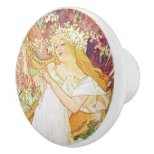 Alphonse Mucha Spring Floral Vintag Jugendstil Keramikknauf (Rechts)