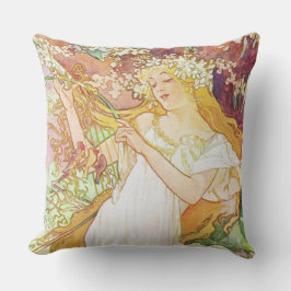 Alphonse Mucha Spring Floral Vintag Jugendstil Kissen