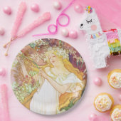 Alphonse Mucha Spring Floral Vintag Jugendstil Pappteller (Party)