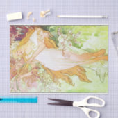 Alphonse Mucha Spring Floral Vintag Jugendstil Seidenpapier (Handwerk)