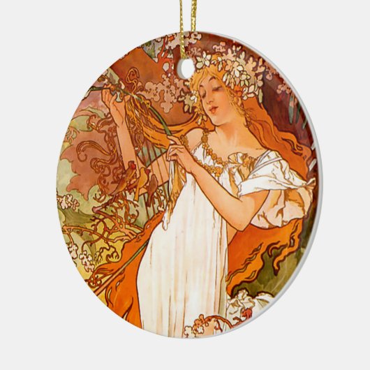 Alphonse Mucha Spring Keramik Ornament (Links)