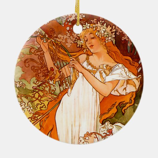Alphonse Mucha Spring Keramik Ornament (Hinten)