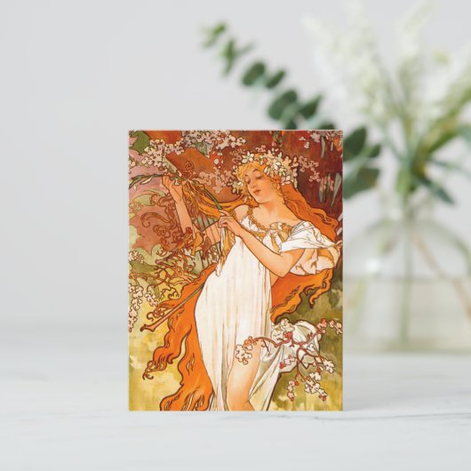 Alphonse Mucha Spring Postkarte (Stehend Vorderseite)