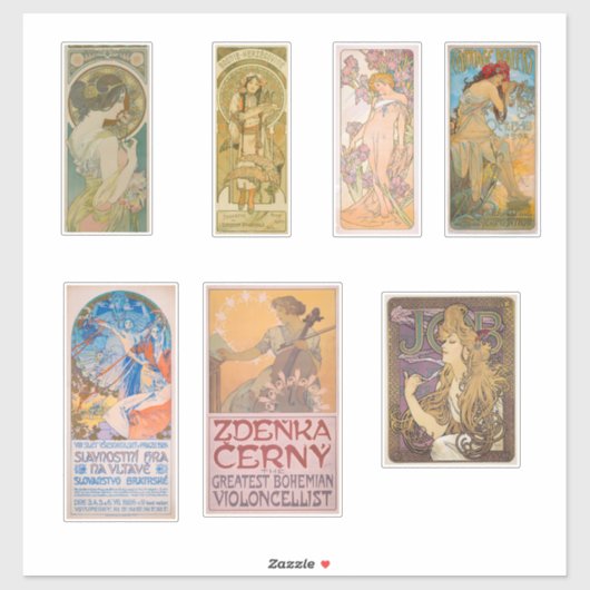 Alphonse Mucha Sticker Sortiment 1 (Blatt)