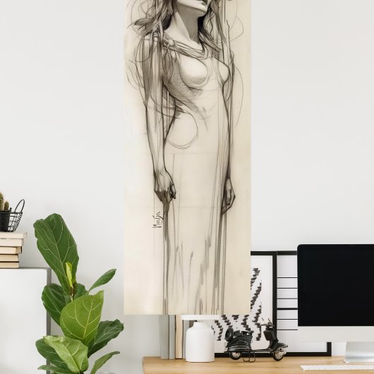 Alphonse Mucha Stift Landschaft Jugendstil Poster (Heimbüro)