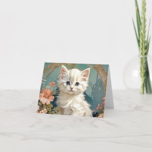 Alphonse Mucha Stil Weiße Katze Einladung