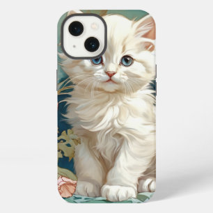Alphonse Mucha Stil Weiße Katze iPhone 13 Hülle