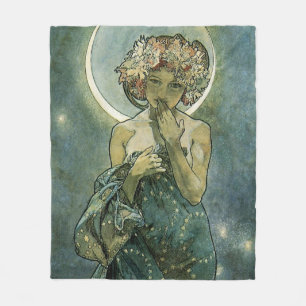 Alphonse Mucha Stunning Art Nouveau Frau #18 Fleecedecke